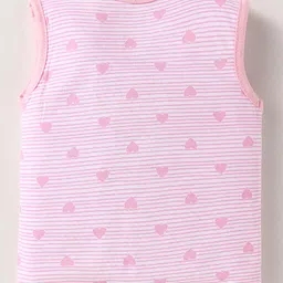 OHMS Single Jersey Knit Sleeveless Jhablas with Stripes & Floral Print Pack of 3 - Pink image 3