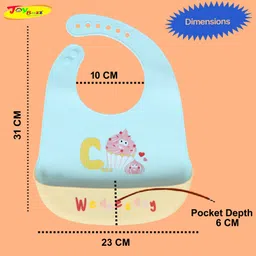 JOY BUZZ Joy Buzz Waterproof Silicone Bibs For Baby With Crumb Catcher Pocket With 6 Point Adjustable Closure - Sky-blue image 3