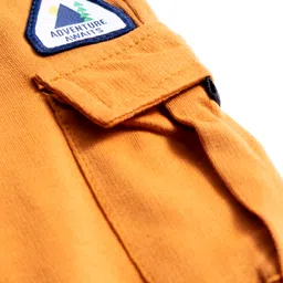 Babyhug French Terry Knit Full Length Lounge Pant With Text Patch - Brown image 3