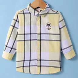 Ruff Twill Woven Full Sleeves Shirt With Checks & Text Printed Inner T-Shirt - Lemon Yellow image 4