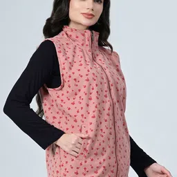 BAESD Women Floral Fleece Lightweight Open Front Jacket with Patchwork image 3