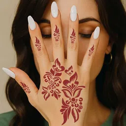 VOORKOMS Set Of 3 Mehndi Design Stencil Sticker image 2