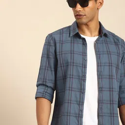 Being Human Pure Cotton Slim Fit Checked Casual Shirt-picture-30