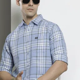 The Indian Garage Co Men Blue Comfort Checked Casual Shirt-picture-36
