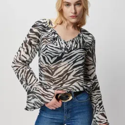 Cover Story Black Animal Print Top-image-61