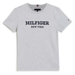 Tommy Hilfiger Kids New Light Grey Heather Logo Regular Fit T-Shirt-picture-22