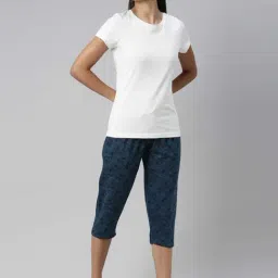 Kryptic Blue Elasticated Waist Band Relaxed Fit Printed Cotton Capris - Pack of 2 image 4