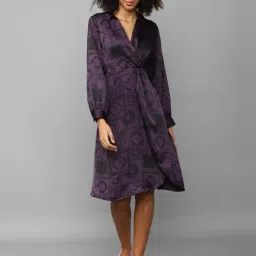 Allen Solly Purple Printed A-Line Dress-image-44