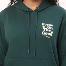 R&B Olive Regular Fit Cotton Graphic Print Hoodie image 5