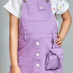 Peppermint Girls Pure Cotton Dungarees With Printed T-Shirt image 3
