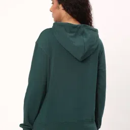 R&B Olive Regular Fit Cotton Graphic Print Hoodie image 2