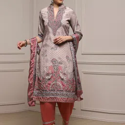 Biba Floral Printed Zari Unstitched Dress Material-image-30
