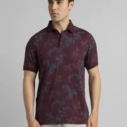 Simon Carter London Maroon Cotton Slim Fit Printed Polo T-Shirt-image-90