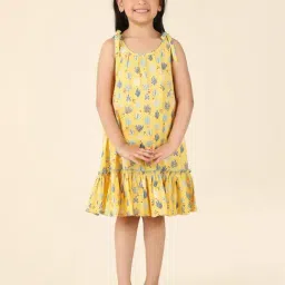 Fabindia Kids Yellow Cotton Printed Dress-picture-27