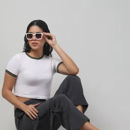 CROWN KING Women Straight Fit Mid-Rise Easy Wash Cargos Trousers image 2