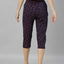 Kryptic Blue Elasticated Waist Band Relaxed Fit Printed Cotton Capris - Pack of 2 image 2