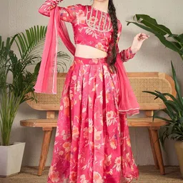 Cherry & Jerry Girls Printed Beads and Stones Ready to Wear Lehenga Blouse With Dupatta-image-1