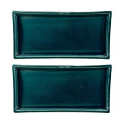 LASAKI Slato 2Pcs Blue Ceramic Lightweight Rectangular Flower Planter Trays-picture-15