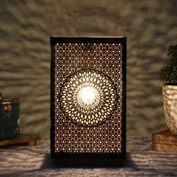 Devansh Black Textured Metal Traditional Rectangle Table Lamp image 3