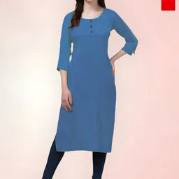 Coft Selection Of 2 Round Neck Thread Work Three-Quarter Sleeves Crepe Kurta-image-13
