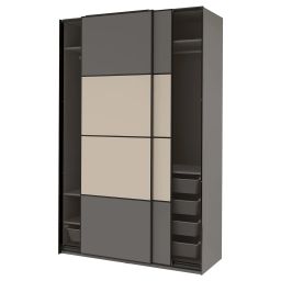 ikea pax / mehamn Wardrobe, double sided dark grey/grey-beige, 150x66x236 cm-picture-31