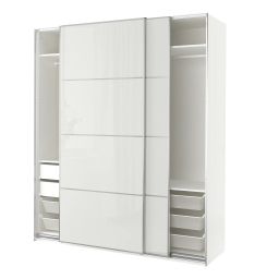 ikea pax / hokksund Wardrobe combination, white/high-gloss light grey, 200x66x236 cm-picture-9
