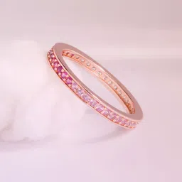 PALMONAS 925 Sterling Silver Rose Gold-Plated Cubic Zirconia Studded Ombr Aura Finger Ring-picture-14