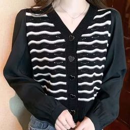 KPOP Women Striped Cotton Sweaters-picture-9