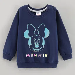 Babyhug Cotton Knit Full Sleeves MINNIE MOUSE Sweatshirt with High Density Holographic Foil Print- Navy-image-80