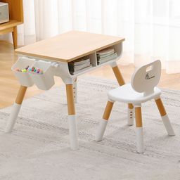 R for Rabbit Little Genius Woodland Kids Study Table Set With Chair -White and Brown-picture-14