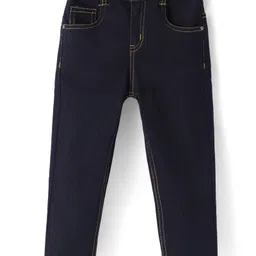 Babyhug Denim Full Length Washed Jeans with Stretch Solid Colour - Black-picture-30