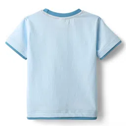 ToffyHouse Single Jersey Knit Half Sleeves T-Shirt with Nautical Theme Print & Patch Detailing - Light Blue image 2