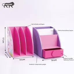 Kidoz Unicorn Theme Desk Set Bookend Organizer - Pink image 3