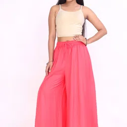 hbcloths Women Comfort Fit Pink Viscose Rayon Trousers image 5