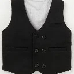 Robo Fry Lycra KnitHalf Sleeves Printed 3 Piece Party Suit with Cap & Bow - Black image 4