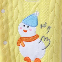 Kookie Kids Full Sleeves Romper with Snow Man Applique & Cable Knit Design - Light Yellow image 5