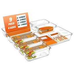 HOMIXO Transparent 9 Pieces Super Strong Multi-Utility Organisers-image-3