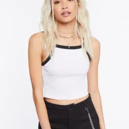 Forever 21 White Cotton Sleeveless Crop Top-image-91
