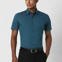 Peter England Blue Slim Fit Checks Shirt-picture-41