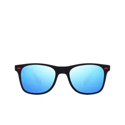 SPADEACES Unisex Blue Lens & Brown Rectangle Sunglasses image 2
