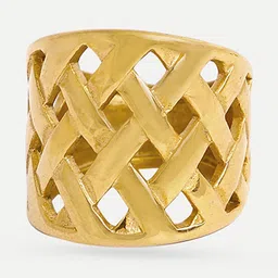 OUZEL 18KT Gold Plated Stainless Steel Basket Weave Finger Ring-picture-40