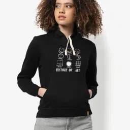 Campus Sutra Black Cotton Graphic Print Hoodie-picture-20