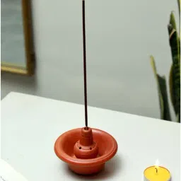 Unravel India Brown Handpainted Terracotta Incense Stand-image-0