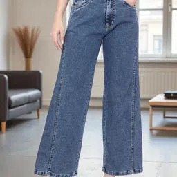 DressBerry Women Wide Leg High-Rise Stretchable Jeans-picture-47