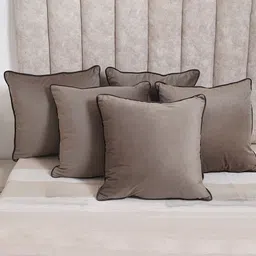 SANSKRUTIHOMES Grey Set of 5 Velvet Square Cushion Covers image 1