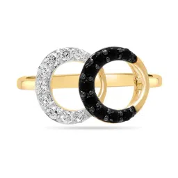 Mia by Tanishq 14k Gold Sleek Semicircles Diamond Ring for Women-picture-18