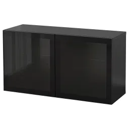 ikea bestå Wall-mounted cabinet combination, black-brown Glassvik/black clear glass, 120x42x64 cm image 1