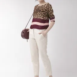 Style Quotient Women Brown & Purple Leopard Print Top image 5