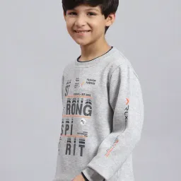 Monte Carlo Kids Grey Melange Printed Full Sleeves Sweatshirt image 3
