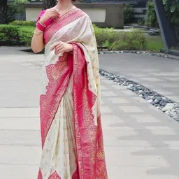 ZARA STAR Woven Design Zari Art Silk Banarasi Saree image 3